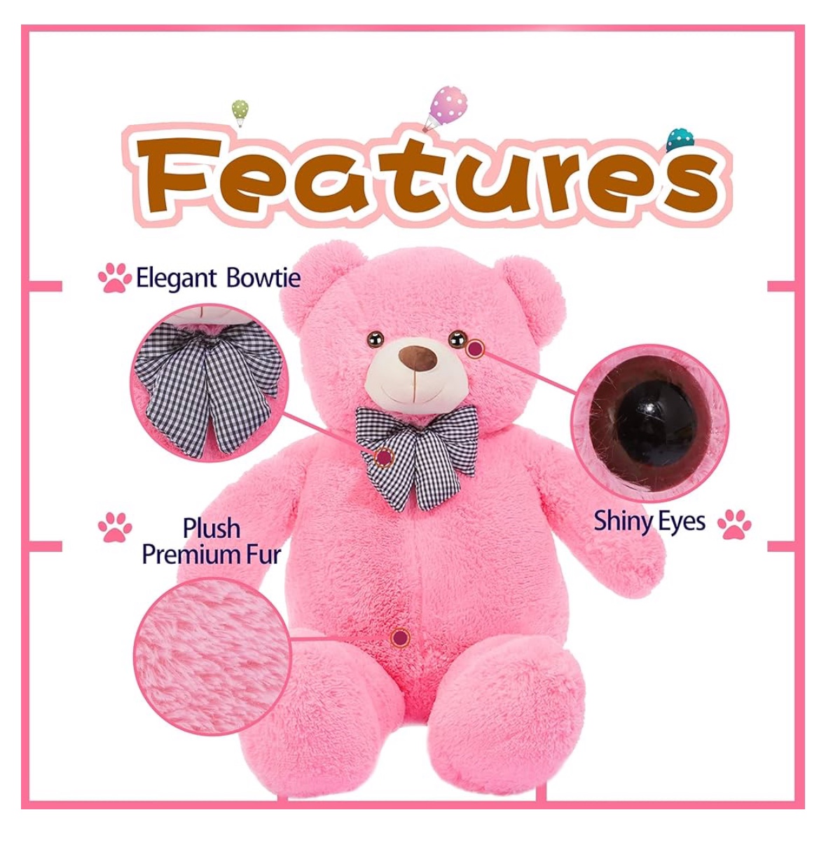 Large Pink Plush Teddy Bear - photo 3