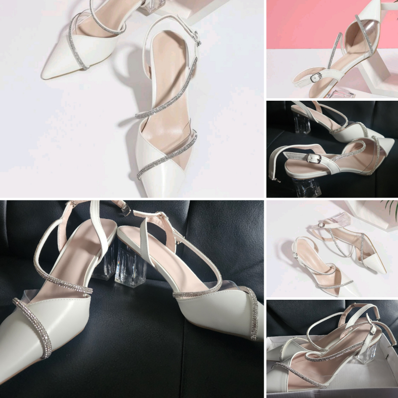 White Rhinestone Heels