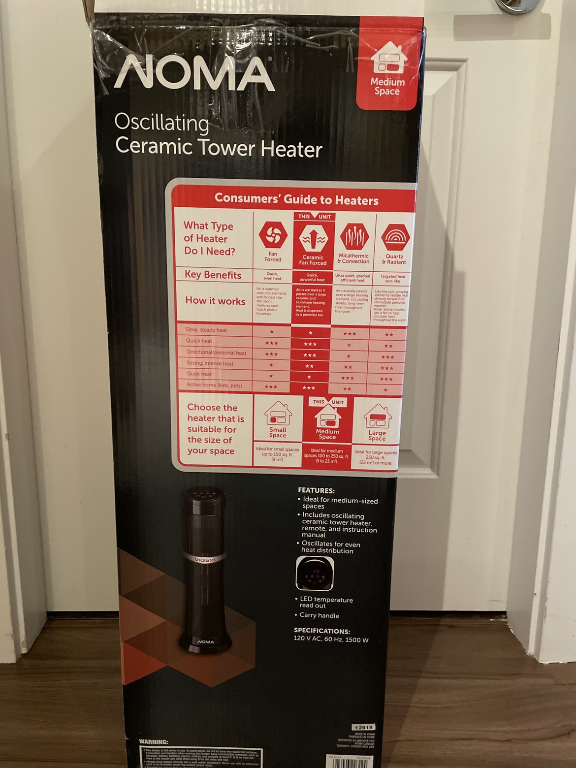 Noma Oscillating Ceramic Tower Heater