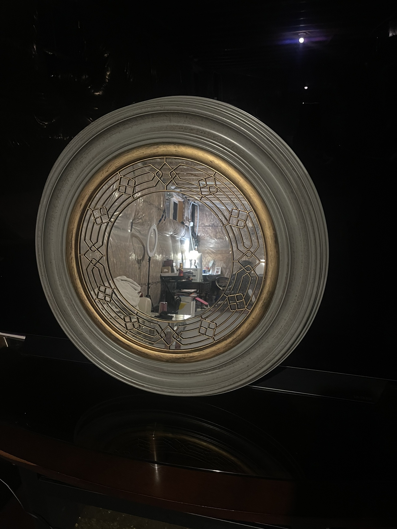 Round Mirror with Gold/ Teal Accents - photo 3