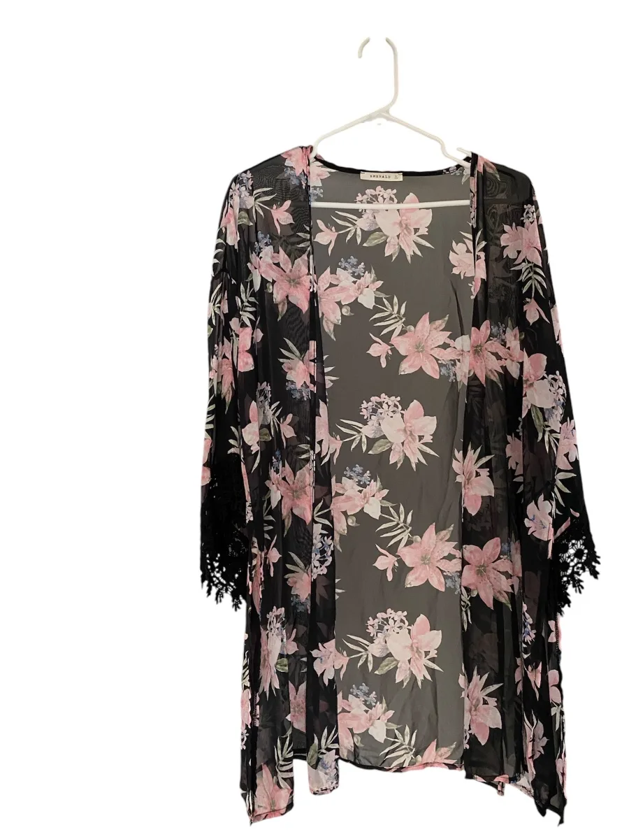 Floral Print sheer Kimono thumbnail