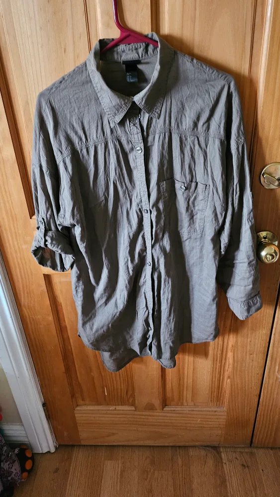 H&M  Cotton Khaki Shirt thumbnail