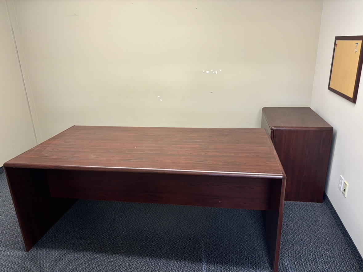 Executive Desk with Hutch and Filing Cabinet