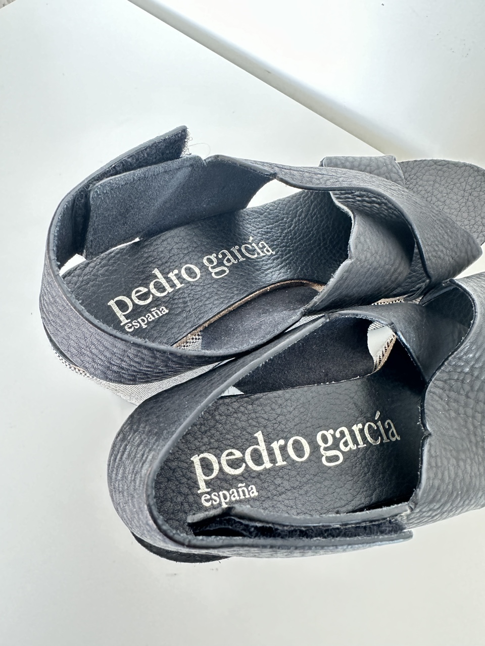 Pedro Garcia Black Leather Wedge Sandals - Size 37EU - photo 3