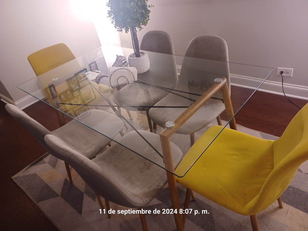 Glass Dining Table with 6 Chairs