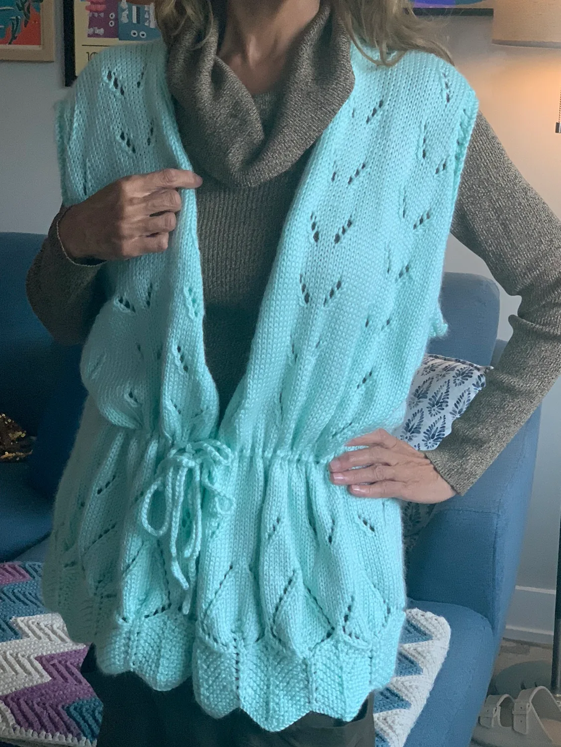 Handmade Mint Green Knit Vest thumbnail