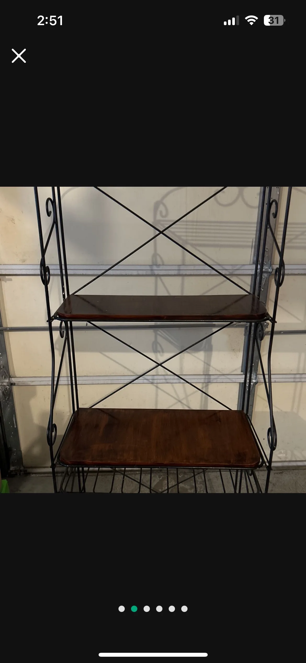 Black Metal Baker's Rack with Wood Shelves image indicator(3)