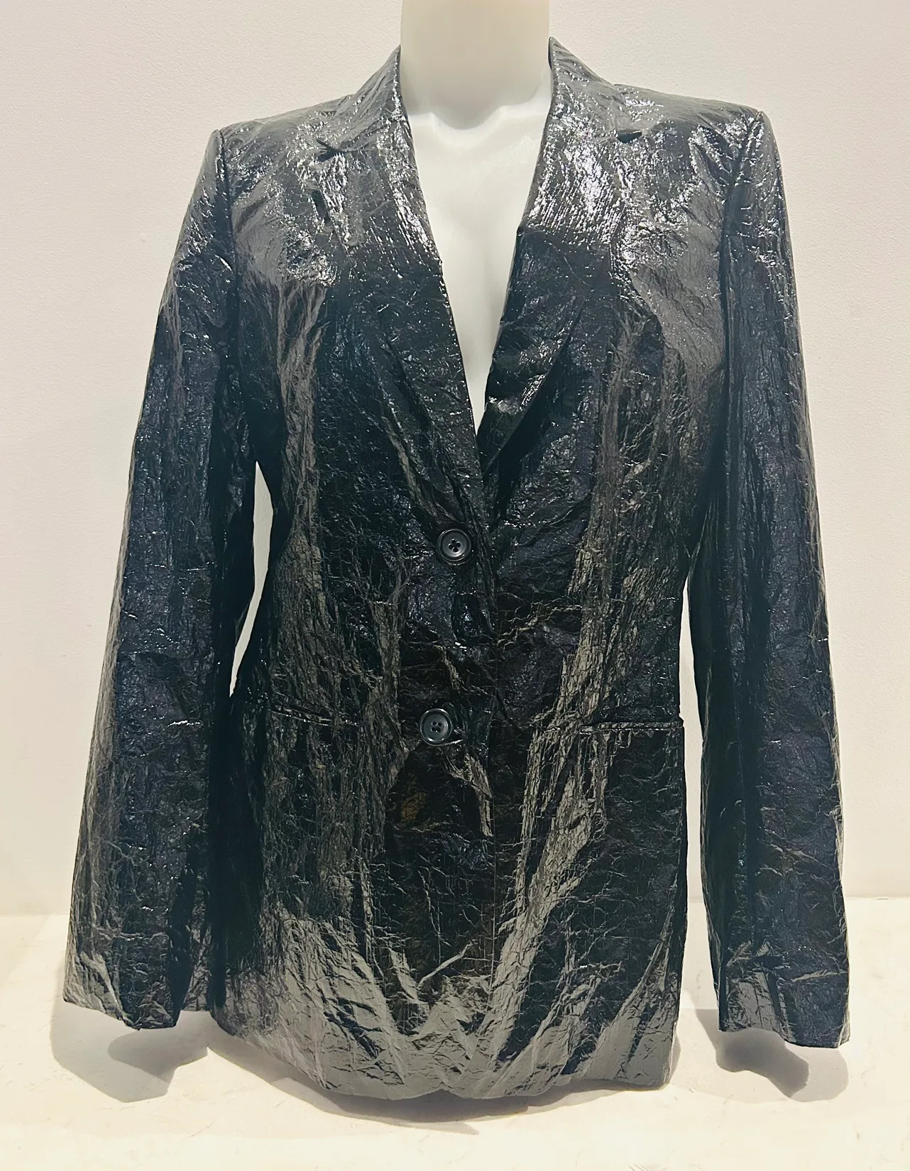 Helmut lang shiny black blazer image indicator(3)