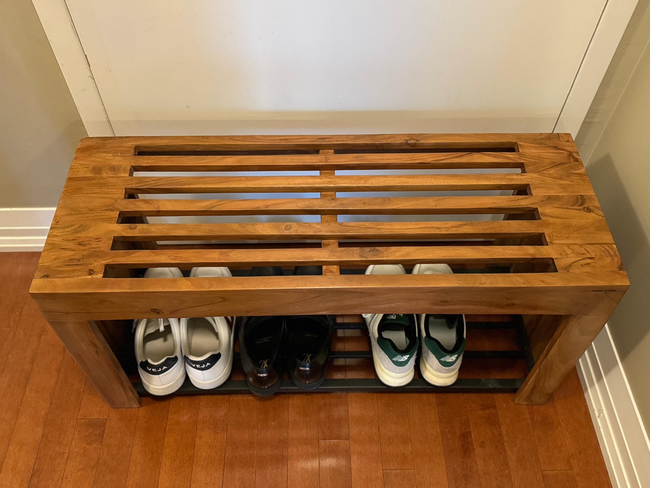 Indian Wooden Bench with Shoe Storage - photo 3