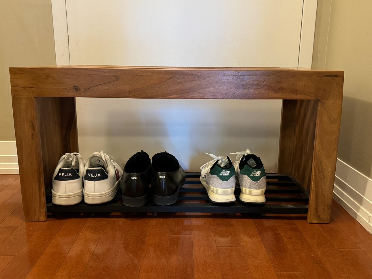 Indian Wooden Bench with Shoe Storage - photo 4