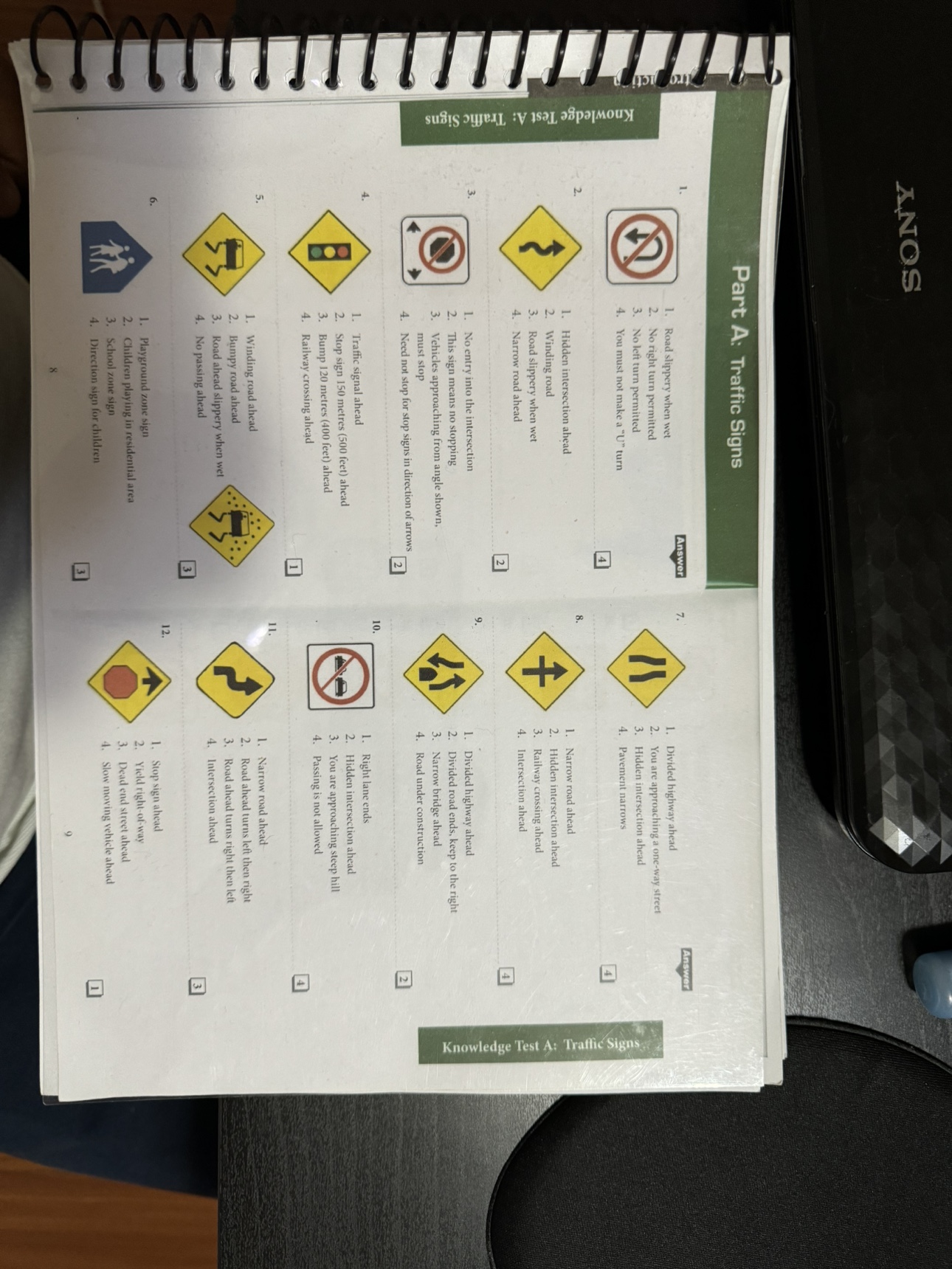 G1 Test preparation book - Traffic Sign Knowledge test