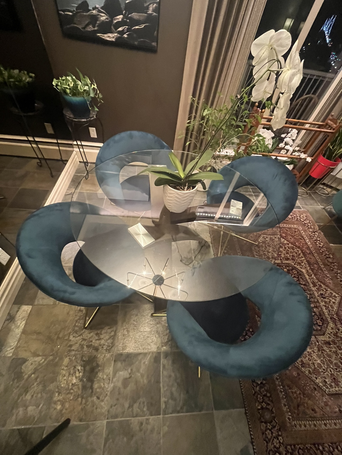 4 Blue Chairs