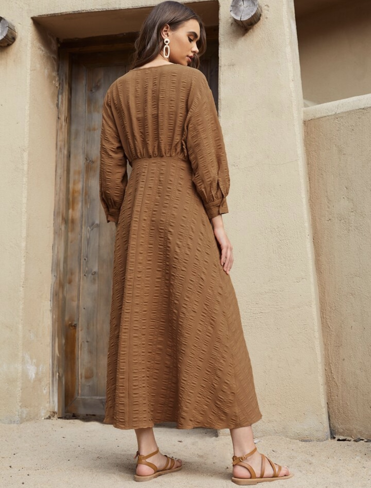 Brown Long Sleeve Maxi Dress - photo 2