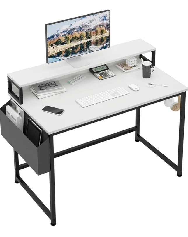 White Computer Desk with Shelf and Organizer thumbnail