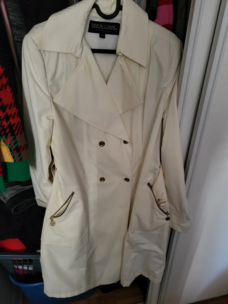 Simon Chang White Trench Coat thumbnail