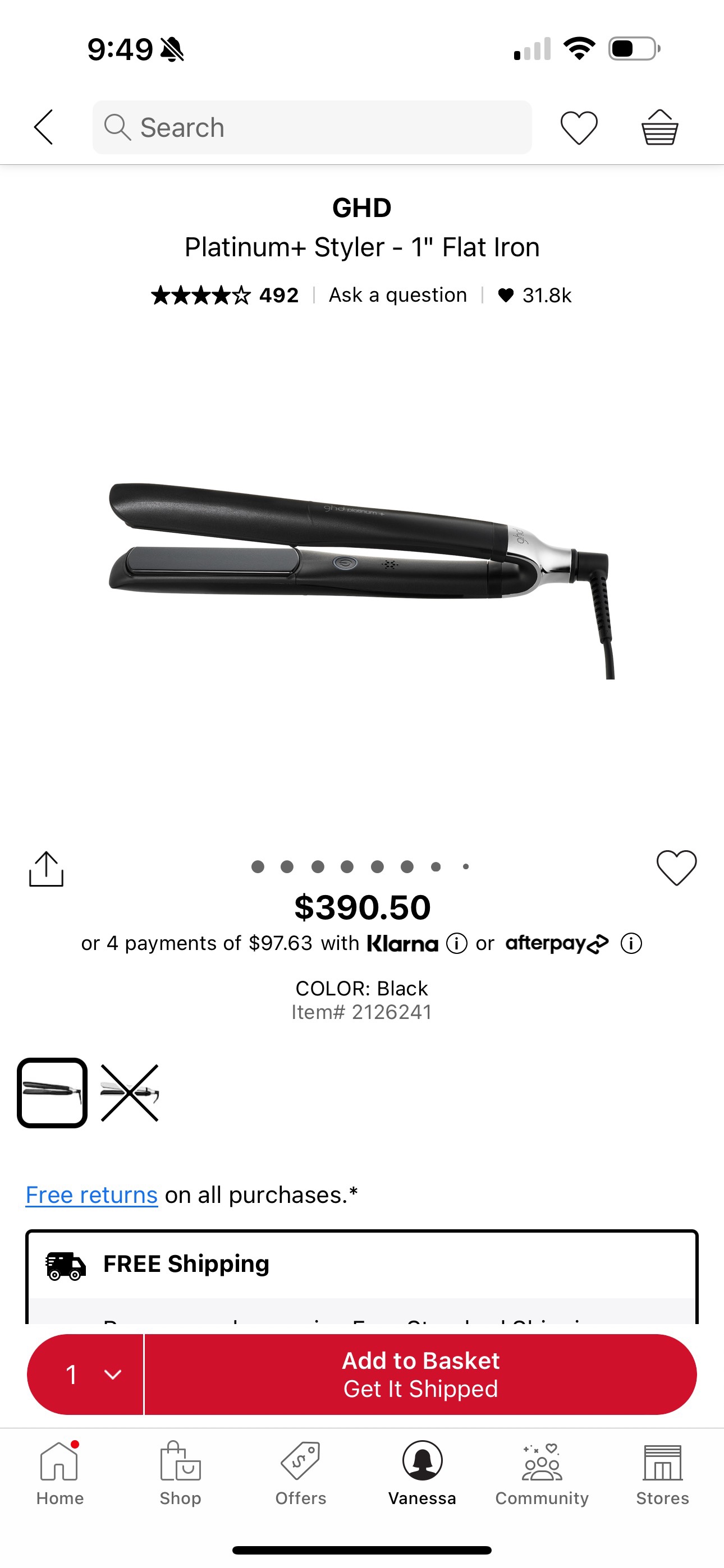 GHD Platinum+ 1 Inch Flat Iron