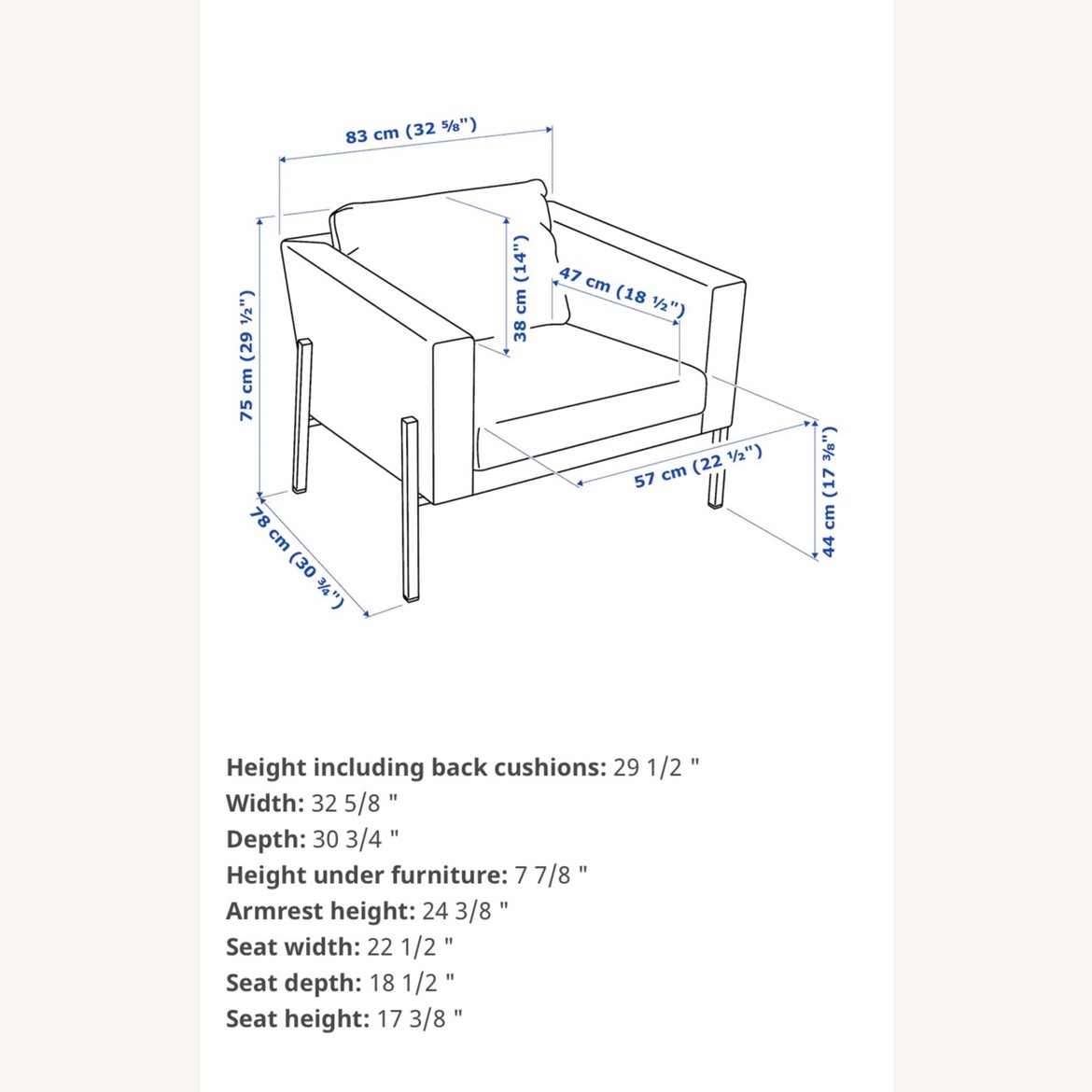 Ikea Koarp Armchair with White Legs Couch - photo 5