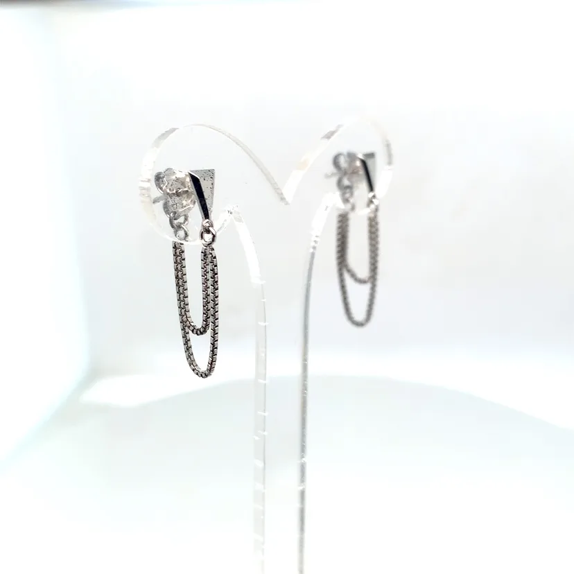 Sterling Silver Double Chain Drop Earrings image indicator(2)