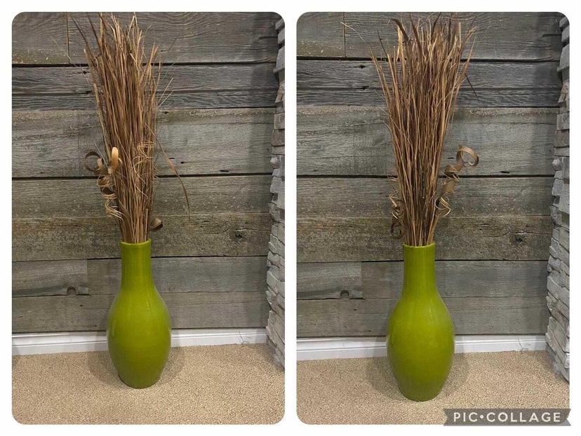 Green Decorative Vase with Foliage