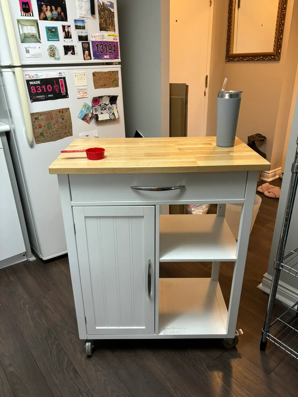 Kitchen Cart with Butcher Block Top thumbnail