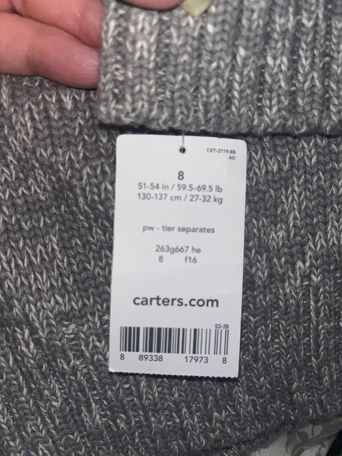 Carter's Size 8 Boys Zip-Up Sweater image indicator(4)
