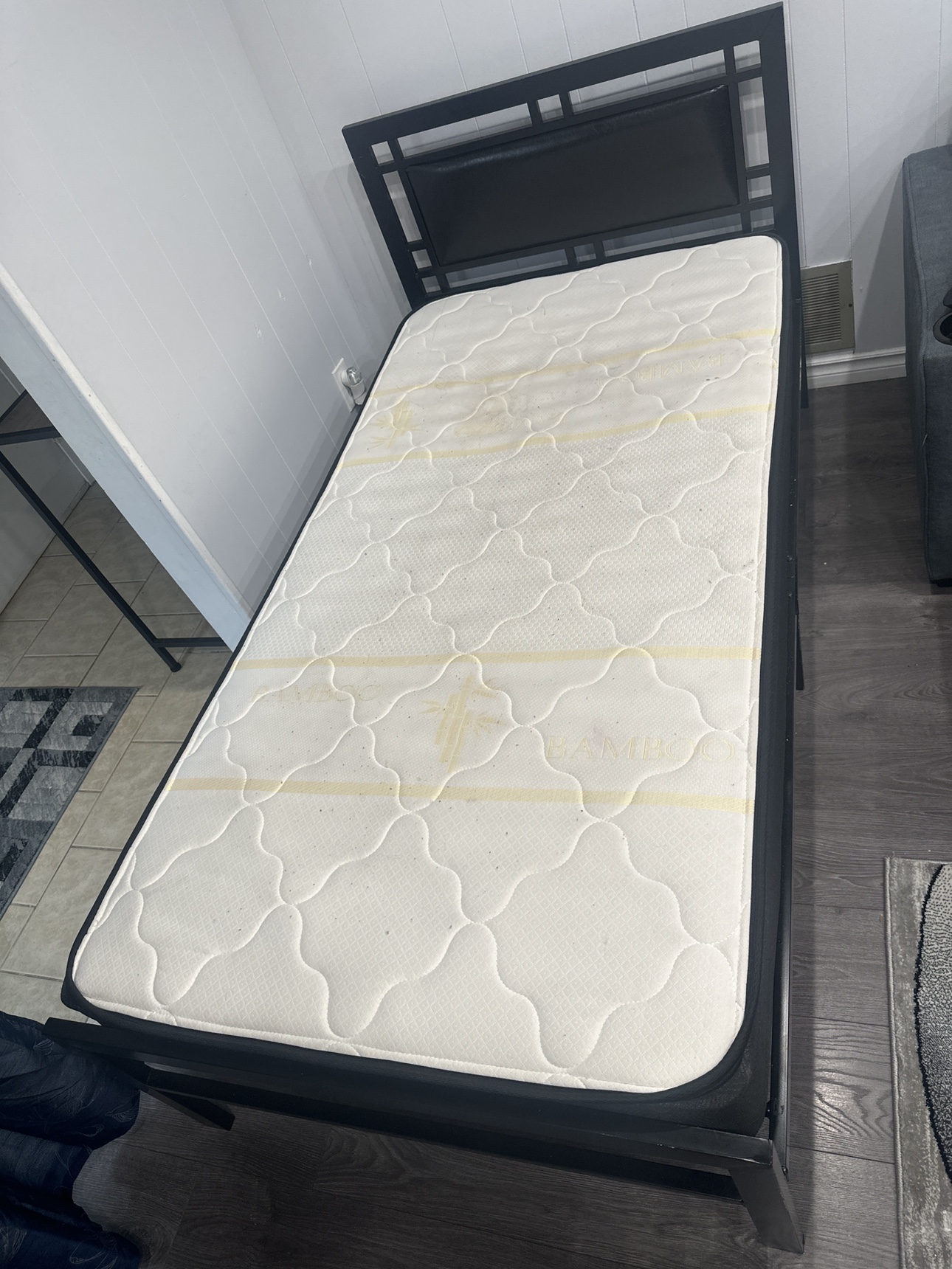 Black Metal Bed Frame with Mattress