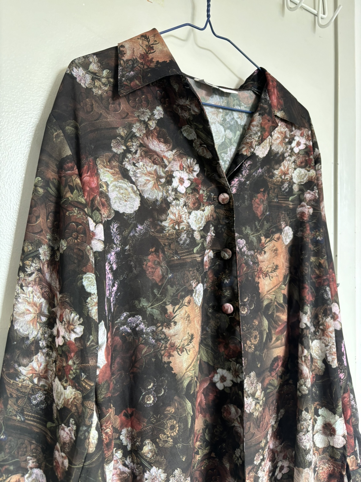 Floral Button-Up Long Sleeve Sheer Thin Shirt - photo 4