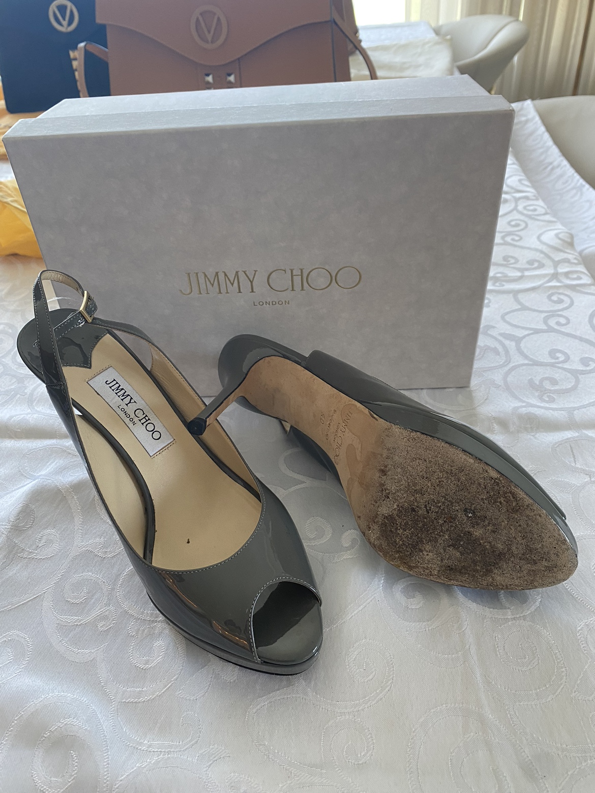Jimmy Choo Grey Patent Leather Pumps - photo 2