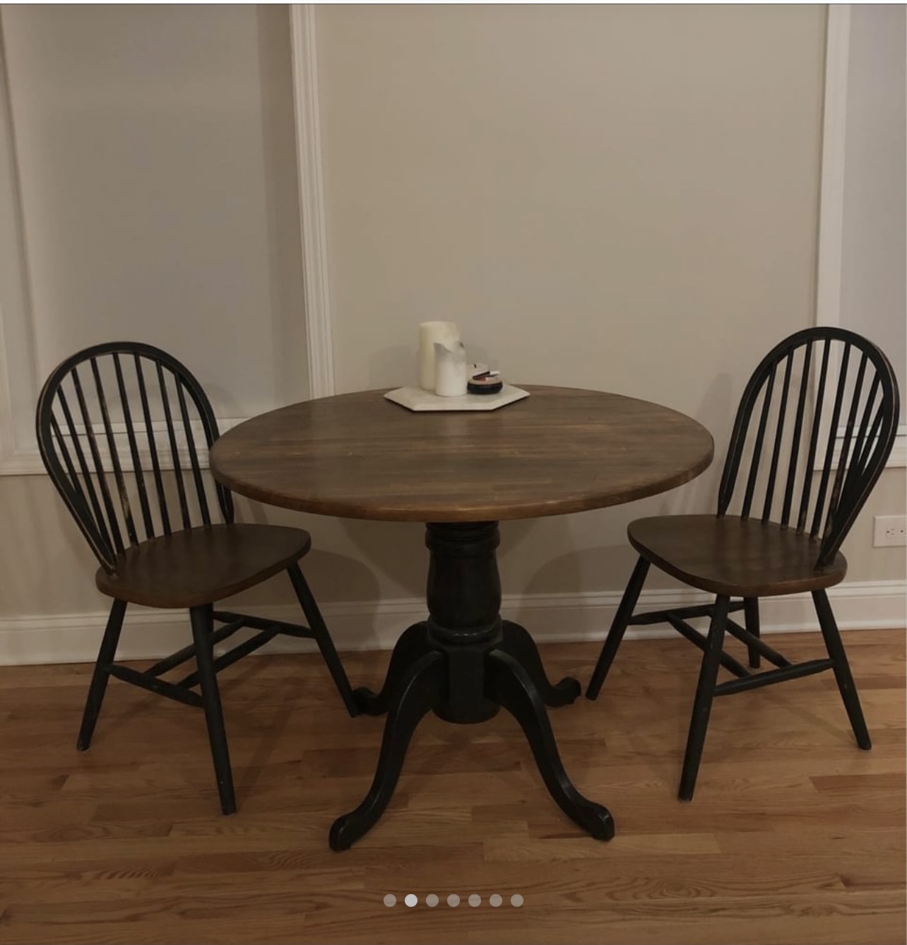 Round Pedestal Table with Two Chairs