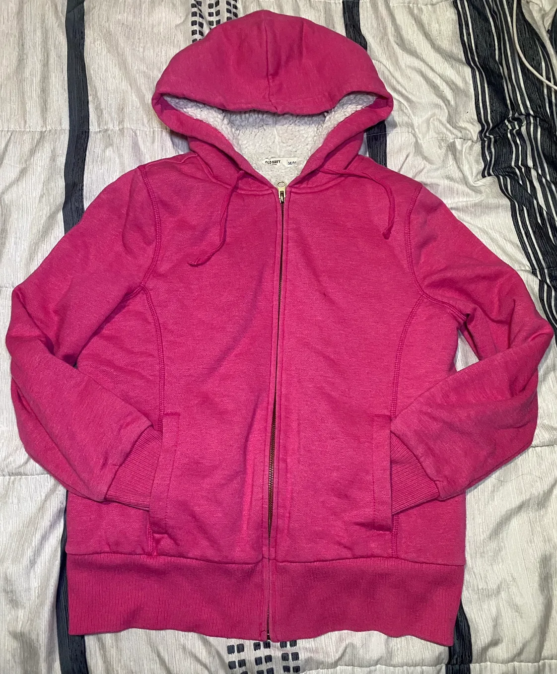 Old Navy Pink Fleece Zip-Up Hoodie thumbnail