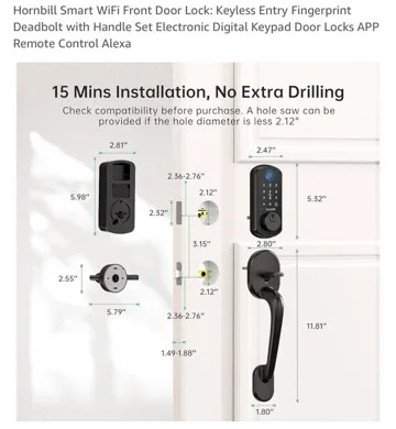 🧡Hornbill Smart WiFi Front Door Lock image indicator(10)