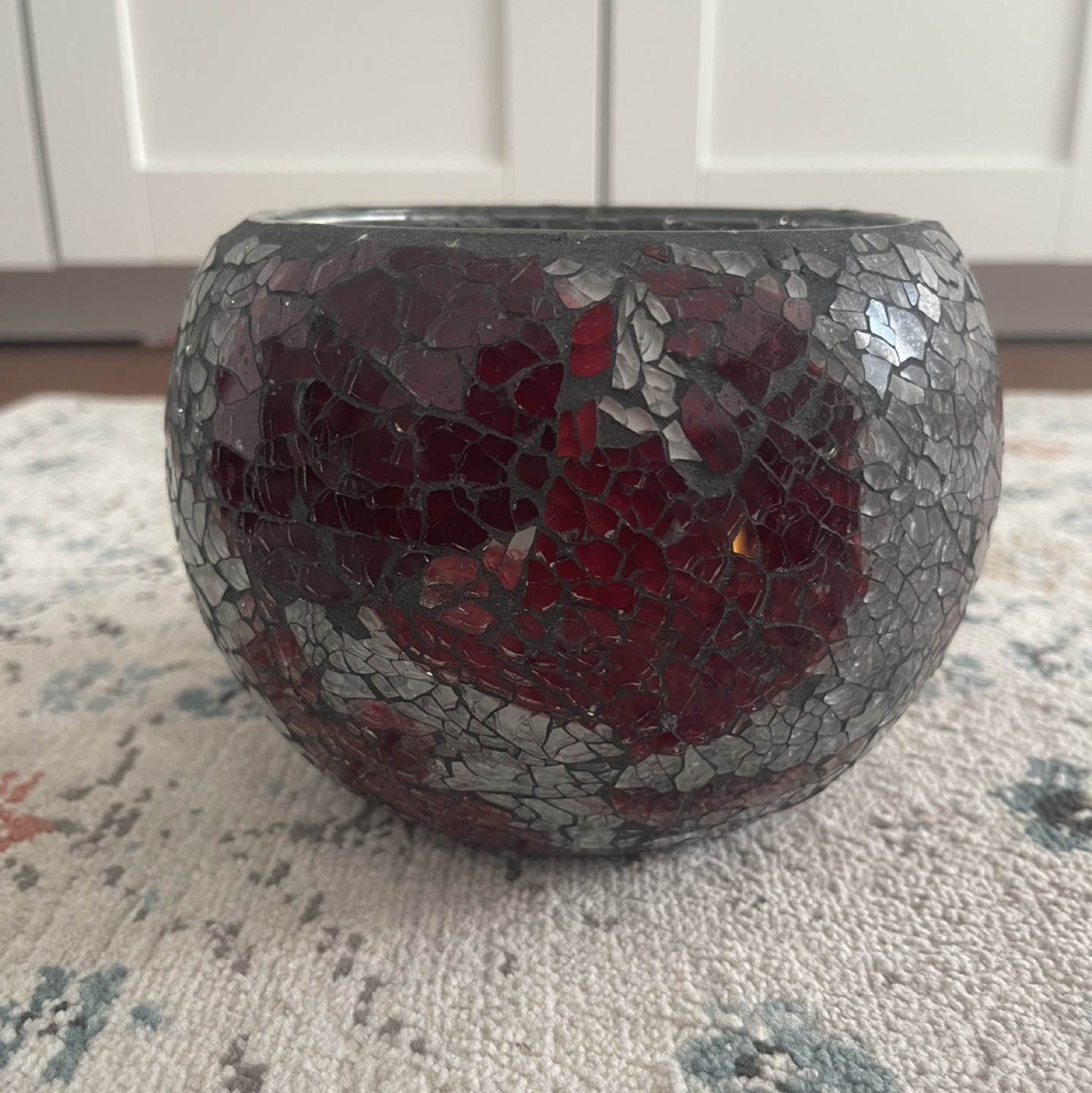 Red and Grey Mosaic Candle Holder - photo 2