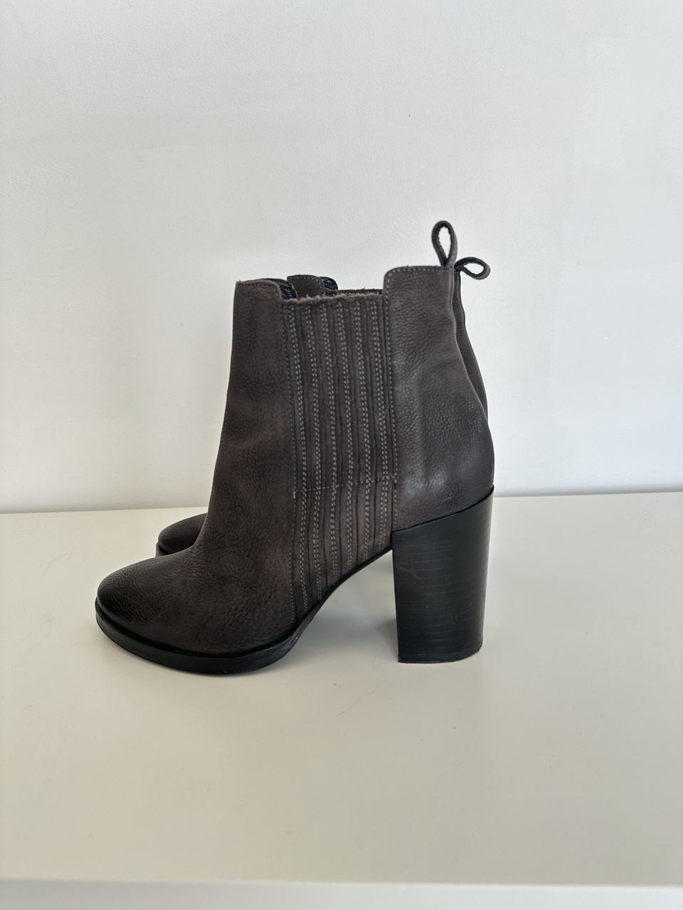 All Saints Grey Leather Boots - Size 8