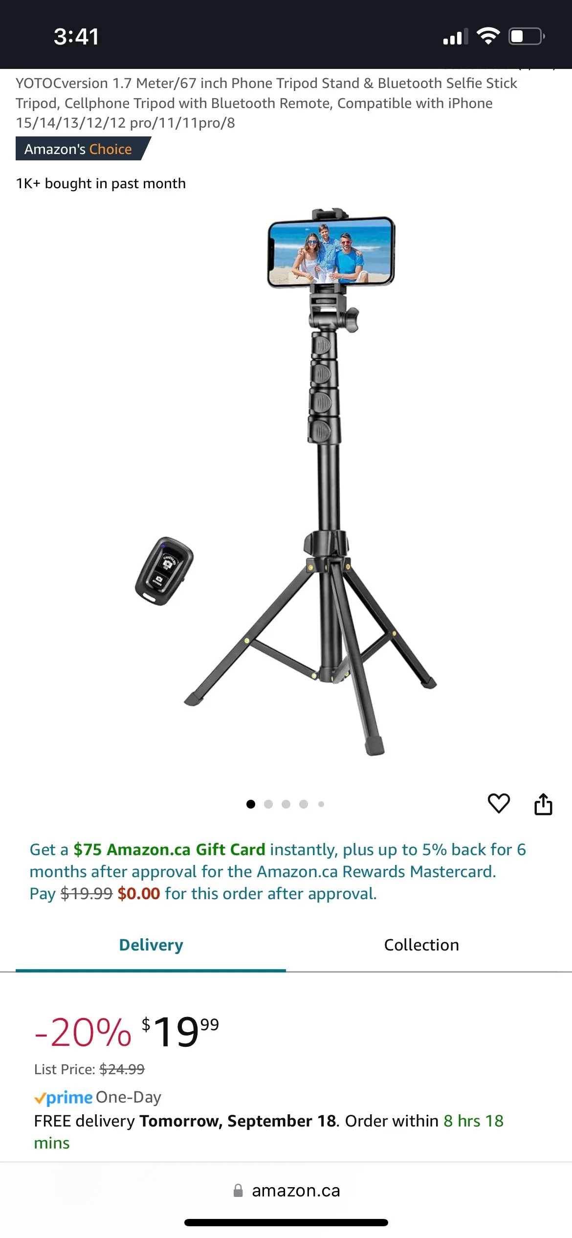 Phone Tripod Stand & Bluetooth Selfie Stick (original price 22$) thumbnail