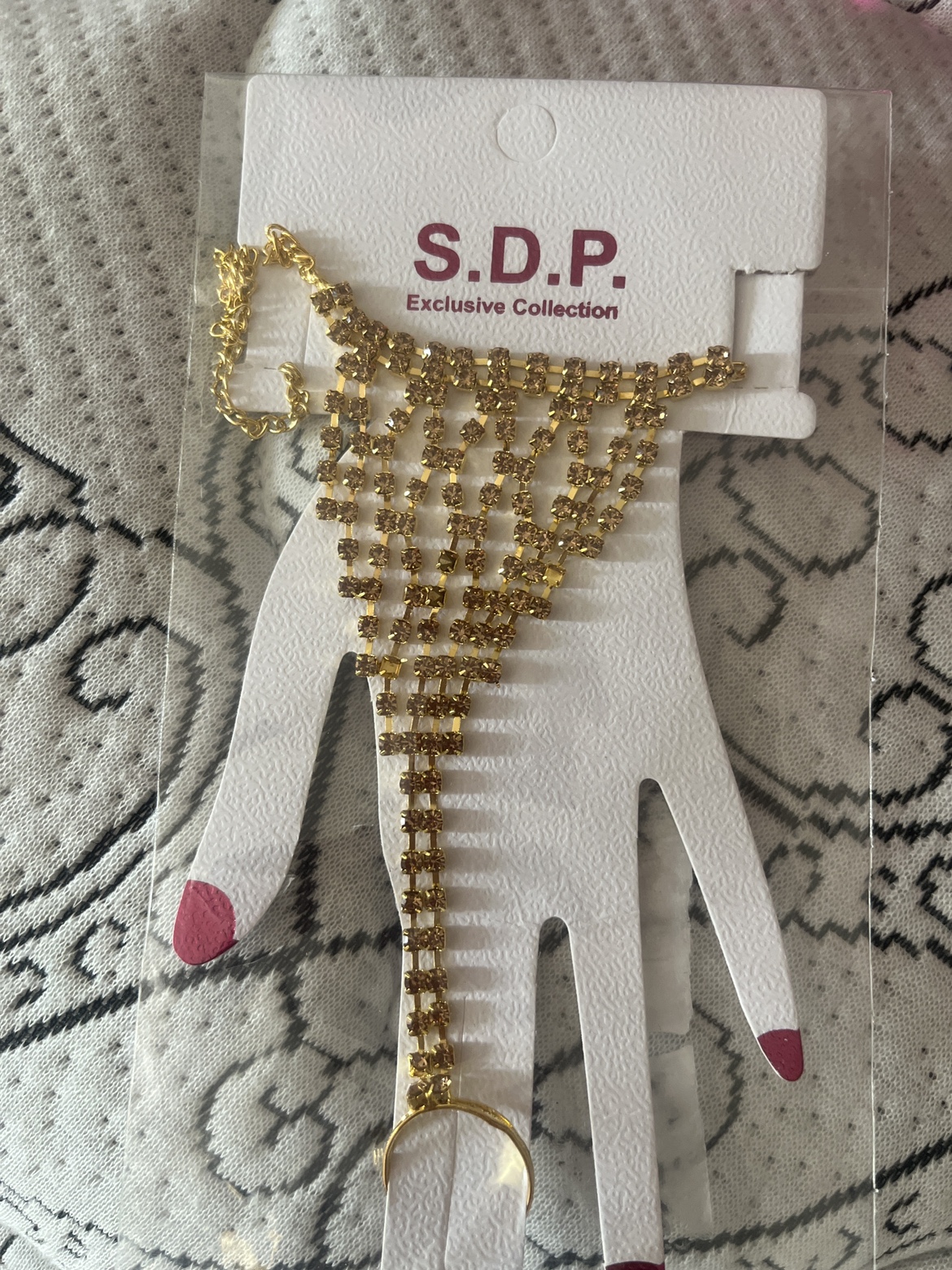 Gold Rhinestone Hand Chain