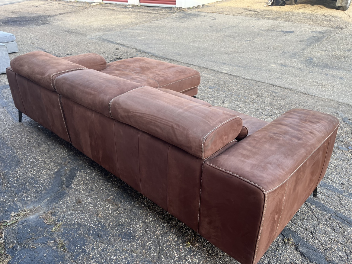 Brown suede Leather Sectional Sofa (free delivery) - photo 3