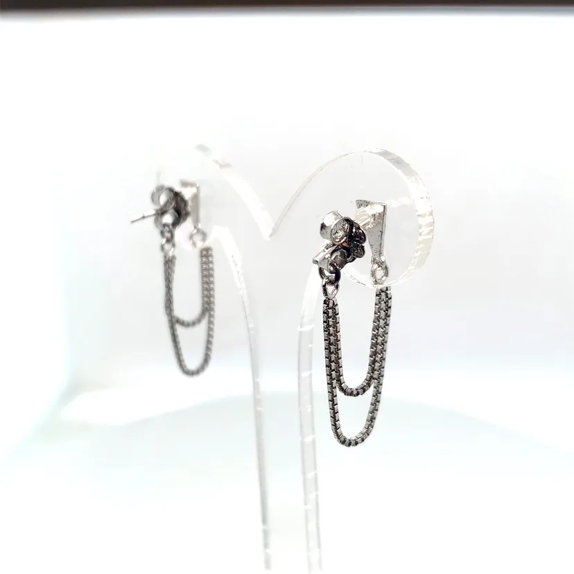 Sterling Silver Double Chain Drop Earrings image indicator(4)