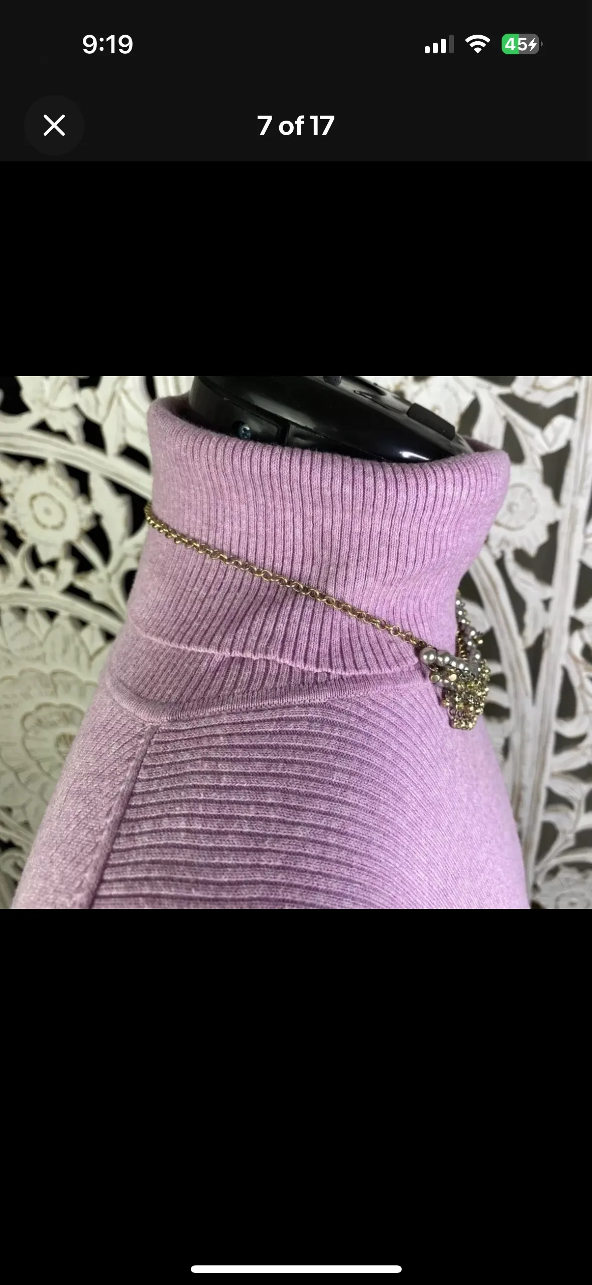 Loft Tiered Fan Bib Necklace Pewter Faux Pearl Crystals image indicator(4)