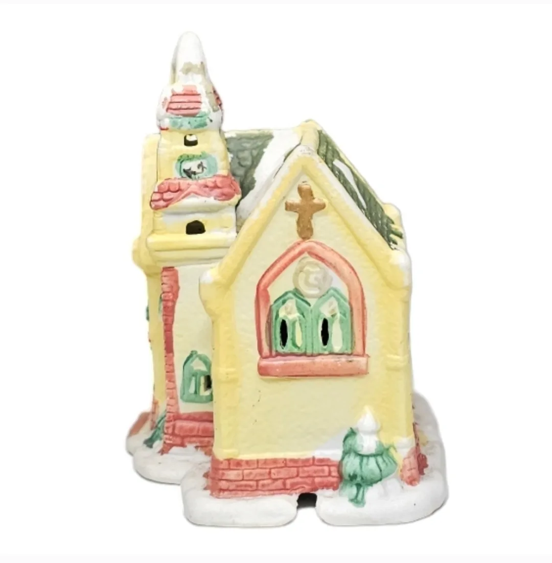 Vintage Ceramic Church for Mini Christmas Village image indicator(3)