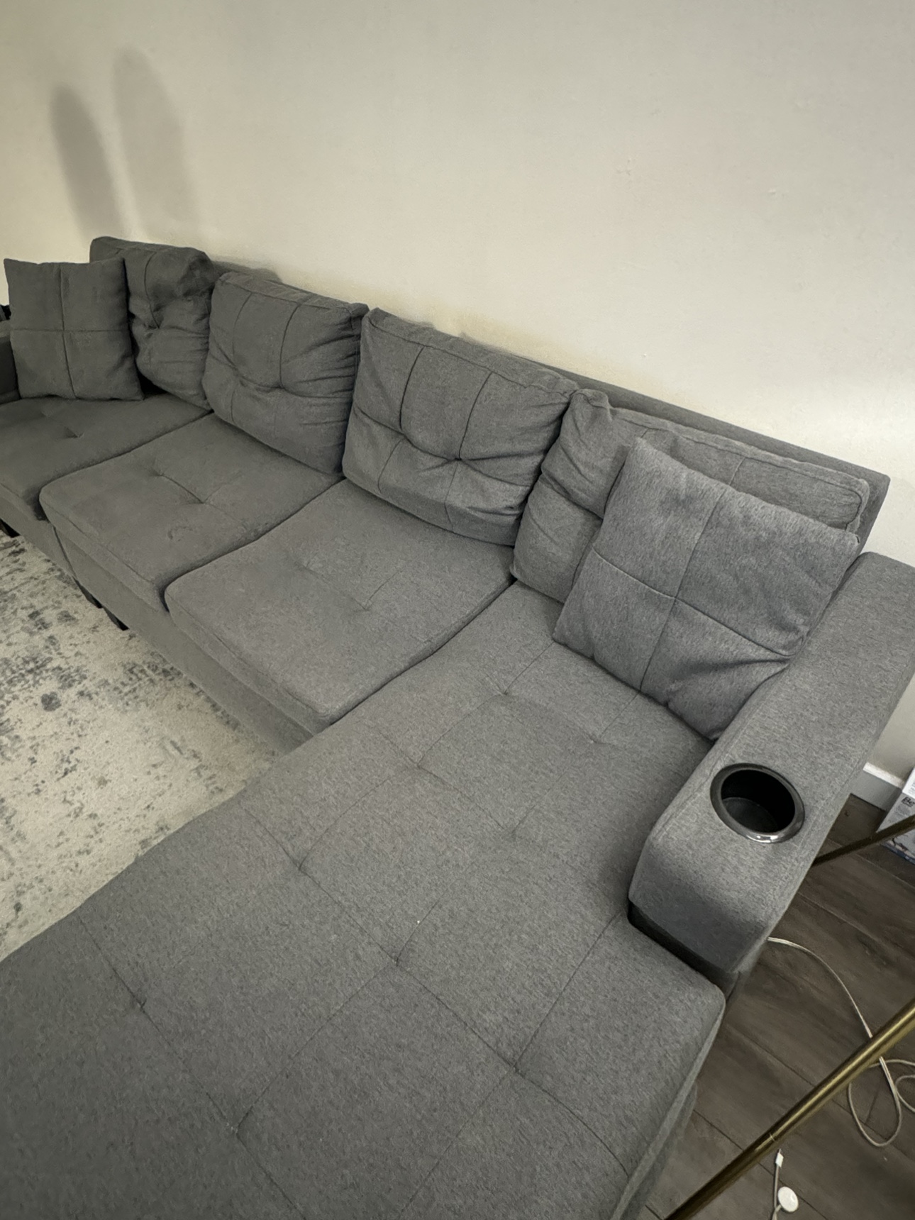 Gently-used Grey Sectional Sofa - photo 4