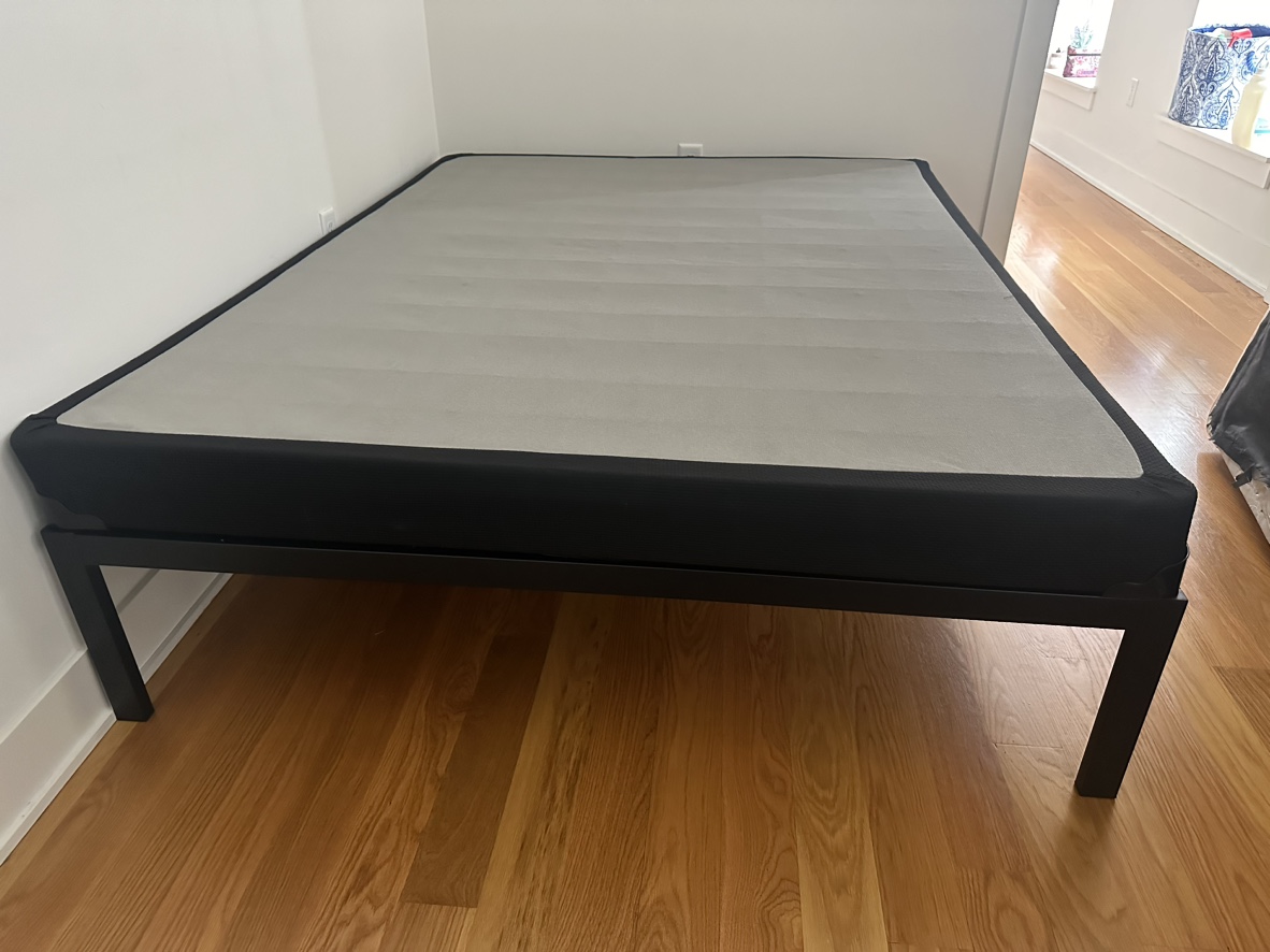 QUEEN metal bed frame and 5” Sealy box spring