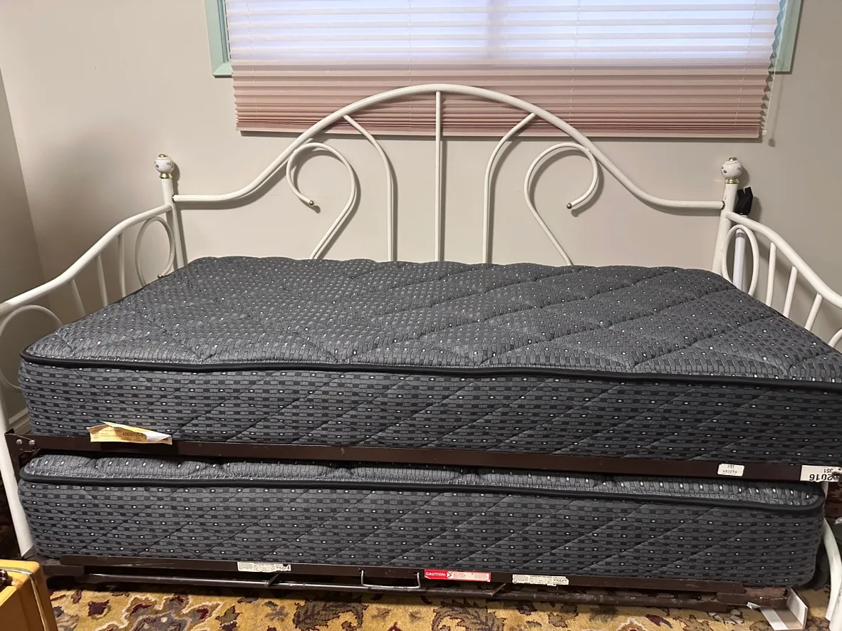 Moving - White Metal Day Bed with Pull-Out Trundle