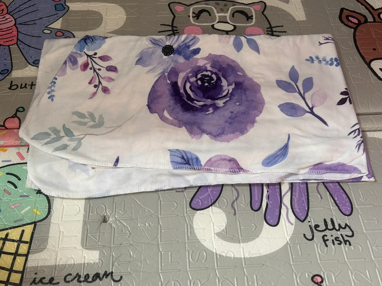 Purple Floral Receiving Blanket thumbnail