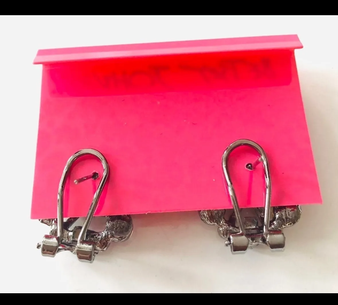 Betsey Johnson Blue Crystal Heart Earrings image indicator(2)