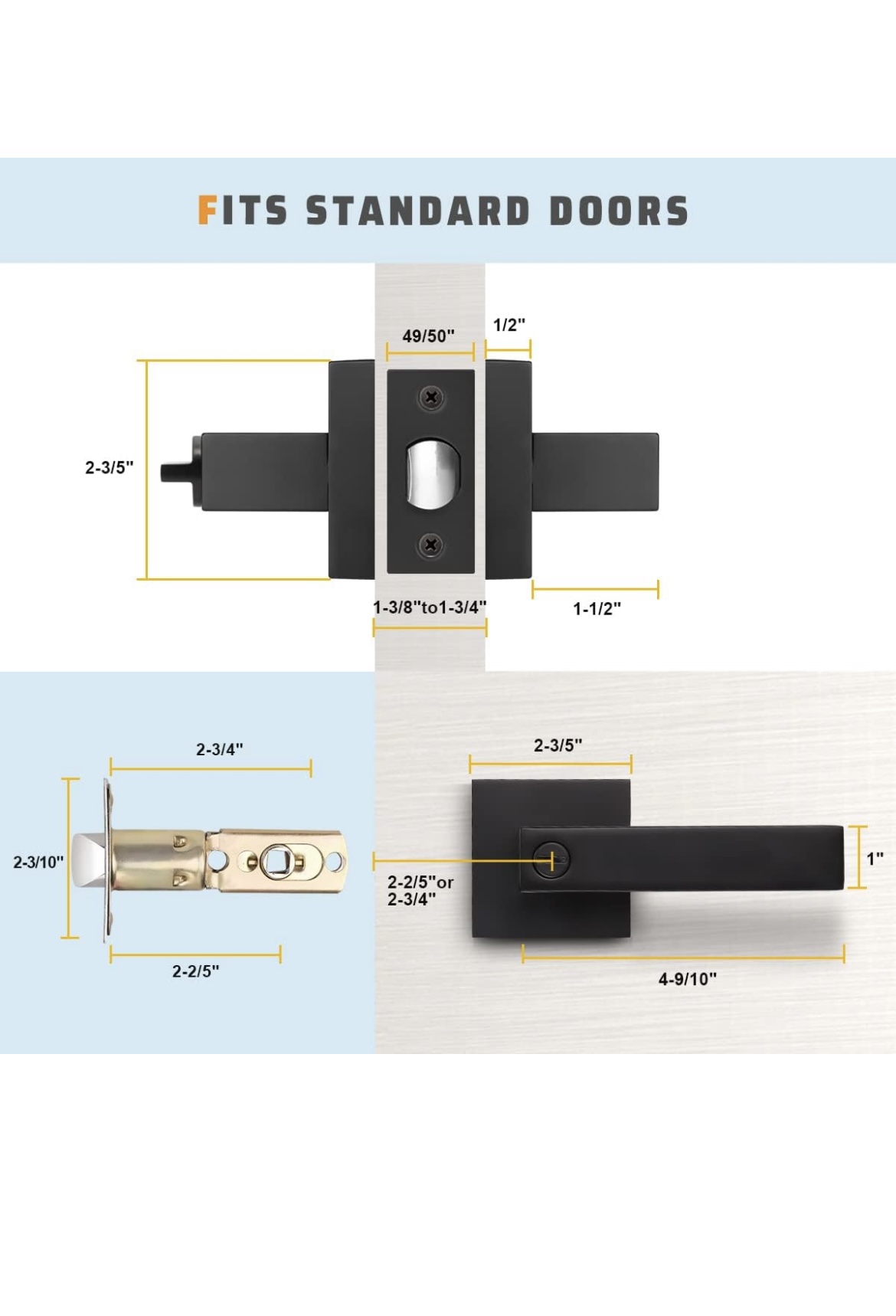 Knobwell Black Privacy Door Lever Handles pack of 6 - photo 4
