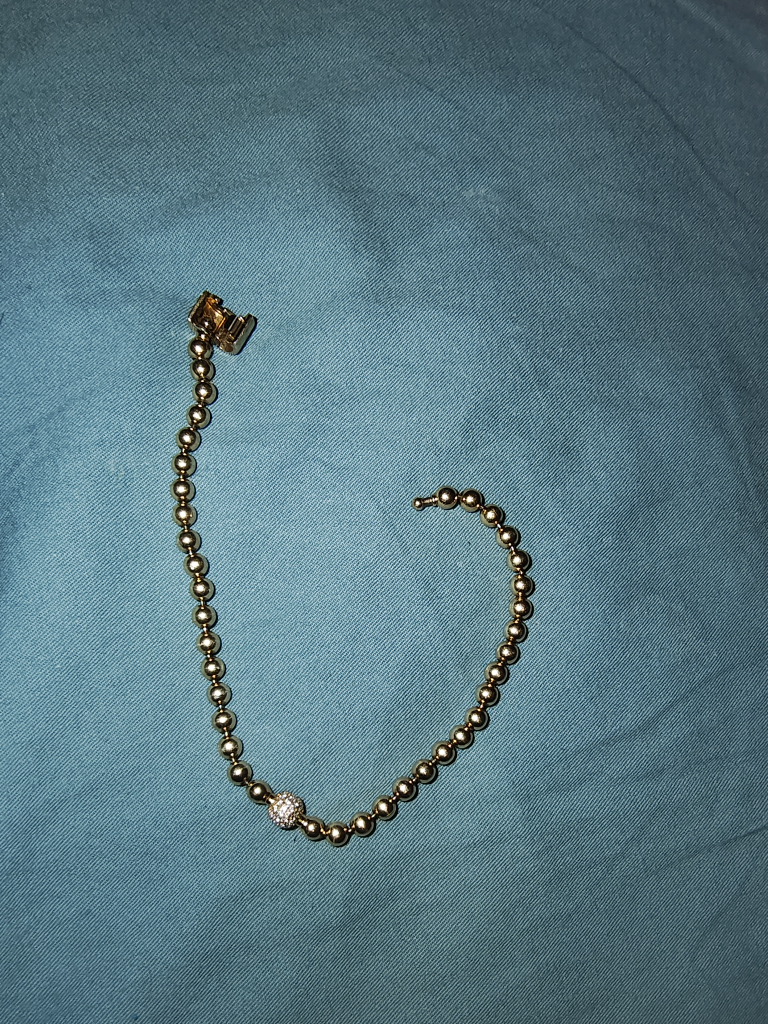 Gold Beaded Bracelet with Diamond Accent