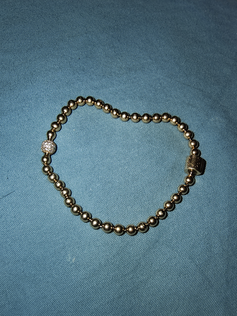 Gold Beaded Bracelet with Diamond Accent - photo 2