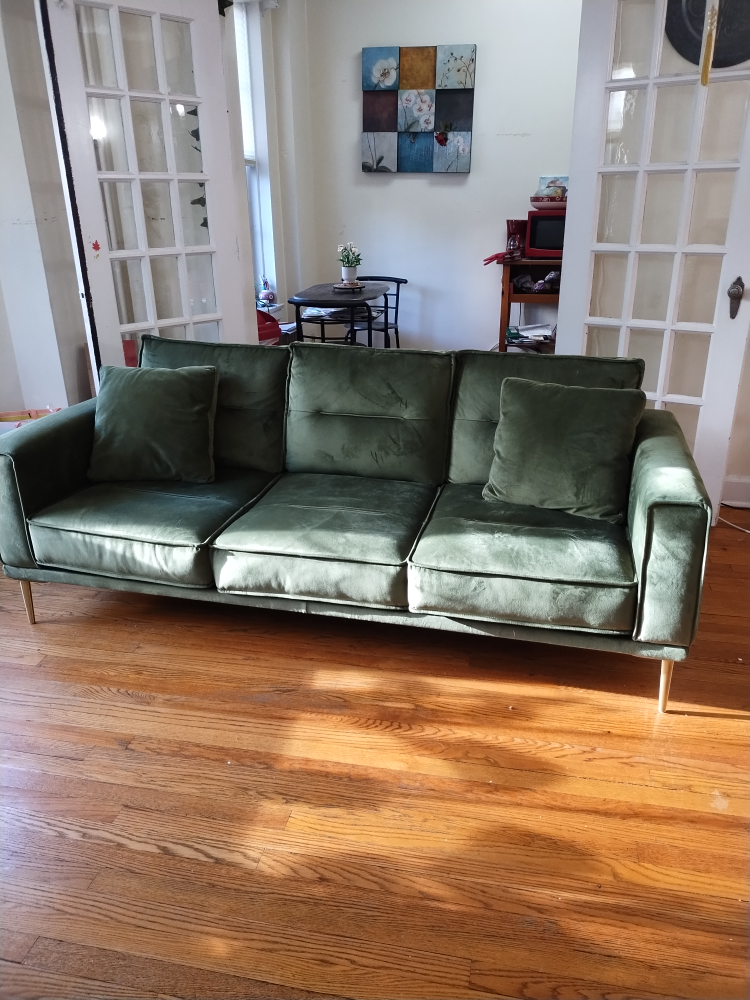 Green Velvet Sofa in Great Condition!*