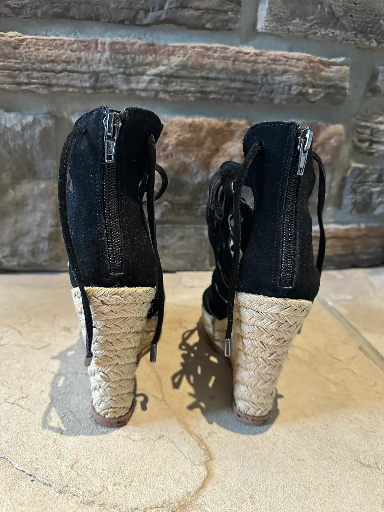 Black Suede Lace Up Wedges image indicator(3)