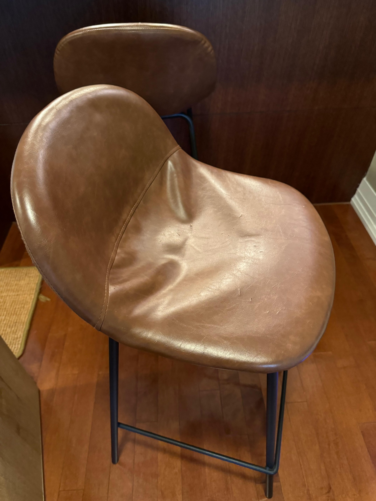 Brown Leather Bar Stools (Set of 2) - photo 2
